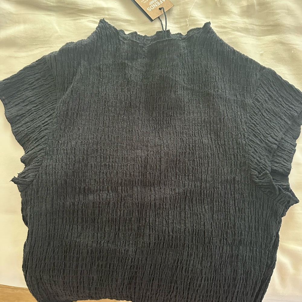Afends Black Crinkled Women's Blouse